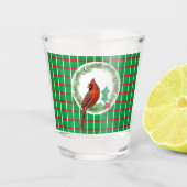 Groene vierkantjes met rode en witte lijnen, warm  shot glas (Voorkant)