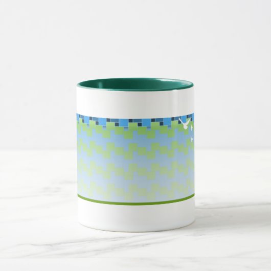 Groene vierkantsachtergrond van de lente mok (Midden)