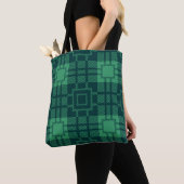 Groene vierkantspatroon Tartan Canvas tas (Dichtbij)