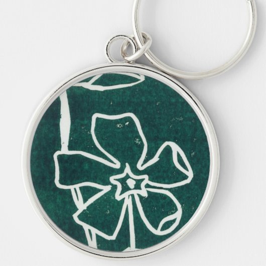 "Groene Vinca" Bloemensleutelhanger Sleutelhanger (Voorkant)
