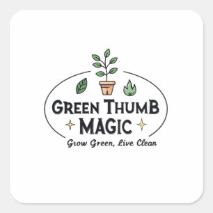 Groene Vinger Magie T-shirt voor Stadstuinieren Vierkante Sticker