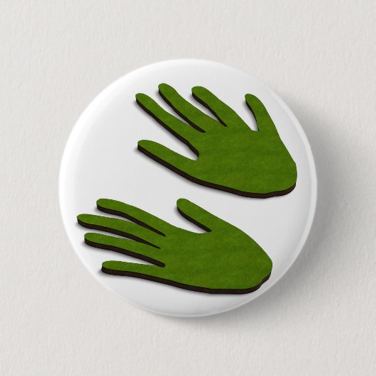 Groene vingers ronde button 5,7 cm (Voorkant)
