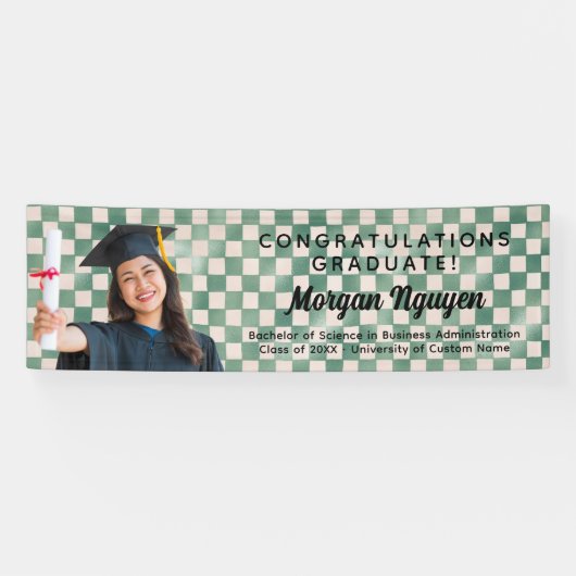 Groene Vink Aangepaste foto Gefeliciteerd Afgestud Spandoek (Horizontaal)