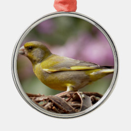 Groene Vink Metalen Ornament