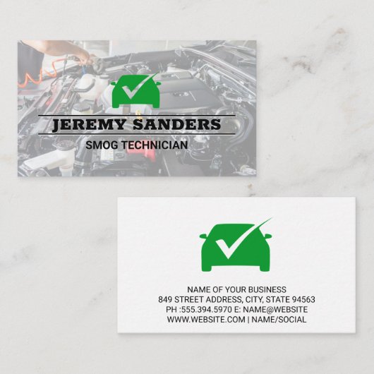 Groene Vinkje | Auto Diensten | Motorruimte Visitekaartje (Voorkant / Achterkant)