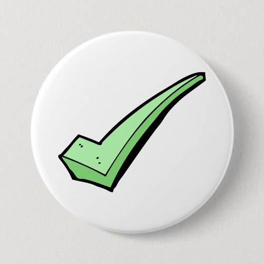 Groene Vinkje Vink Symbool Ronde Button 7,6 Cm (Voorkant)