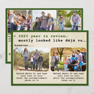Groene Vintage 2022 Jaar in Review Familie Foto Feestdagenkaart