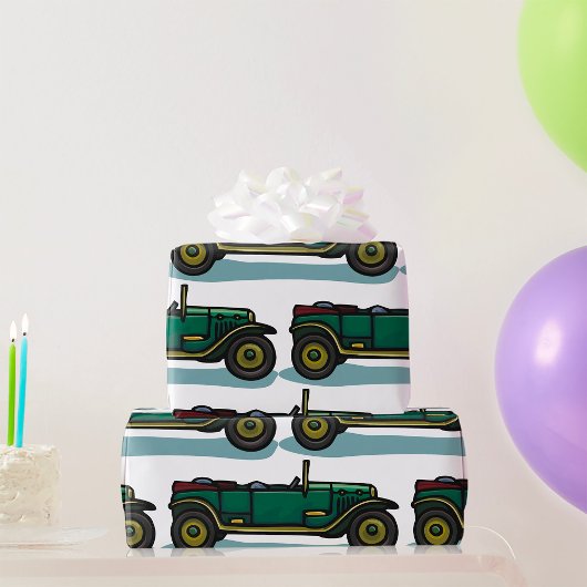 Groene vintage auto klassieke oldtimer auto cadeaupapier