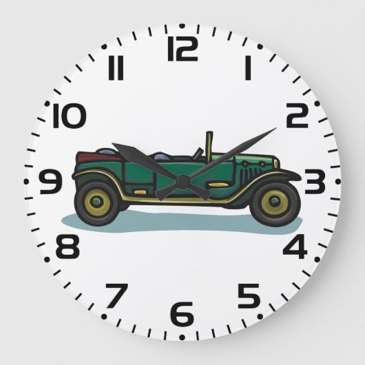 Groene vintage auto klassieke oldtimer auto grote klok (Voorkant)