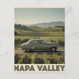 🏔️ Groene Vintage Auto Napa Valley Briefkaart