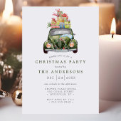 Groene Vintage Auto Retro Aquarel Kerstfeest Kaart