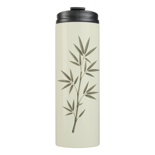 Groene vintage bamboebladeren thermosbeker (Voorkant)