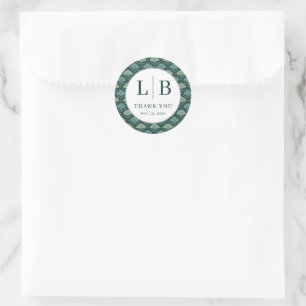 Groene Vintage Bladmotive Ronde Sticker