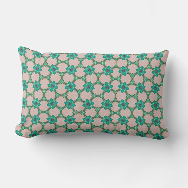 Groene Vintage Bloem Lange Kussen (Voorkant)
