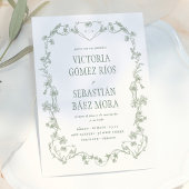 Groene vintage bloem Spanish bruiloft Kaart