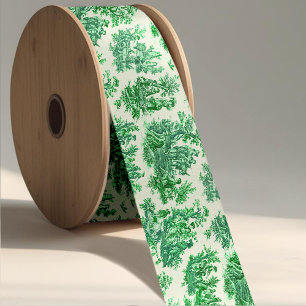 Groene Vintage Bloem Toile Grosgrain Lint
