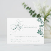 Groene Vintage Bloemen Wedding Suite RSVP Card (Staand voorkant)
