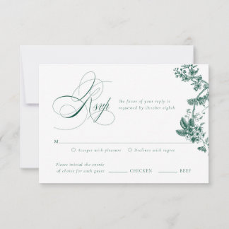 Groene Vintage Bloemen Wedding Suite RSVP Card