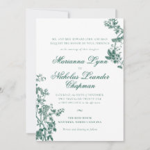 Groene Vintage Bloemen Wedding Suite Uitnodiging