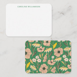 Groene Vintage bloemensieraden met eigen naam gesc Notitiekaartje