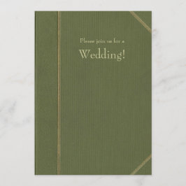 Groene Vintage Boek Trouw Uitnodiging