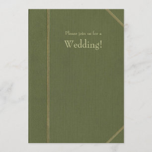 Groene Vintage Boek Trouw Uitnodiging