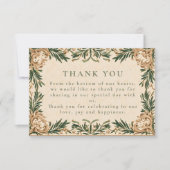 Groene Vintage Botanische Bruiloft Bedankkaart (Voorkant)