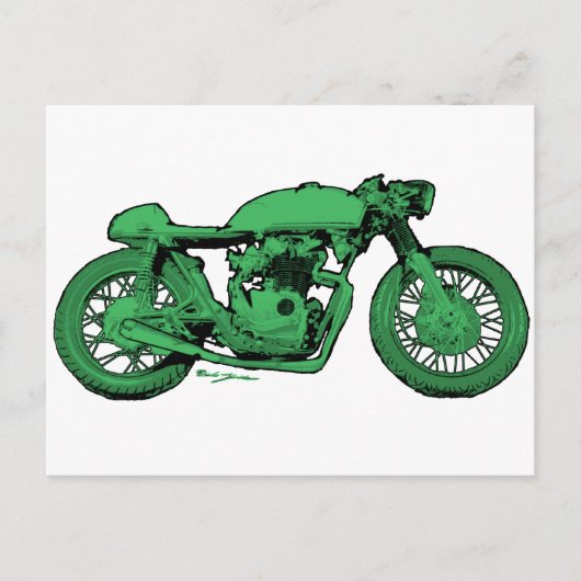 Groene Vintage Cafe Racer Briefkaart (Voorkant)