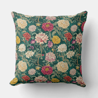 Groene Vintage Chinoiserie Bloemen Kussen
