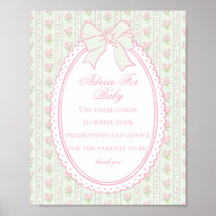 Groene Vintage Fantasie Bloemen Advies voor Baby B Poster