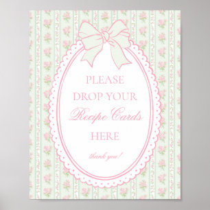 Groene Vintage Fantasie Bloemen Recept Delen Poster