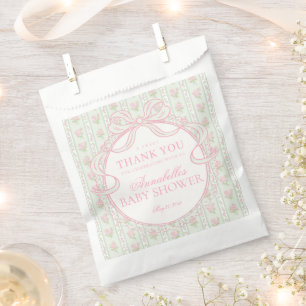 Groene Vintage Fantasie Bloemige Baby Shower Desse Bedankzakje