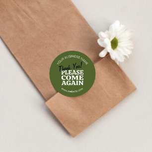 Groene Vintage geïnspireerd "Dank je komt weer!" Ronde Sticker