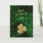 Groene vintage gouden klaver St. Patricksdag  Feestdagen Kaart (Voorkant)
