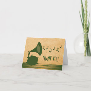 Groene Vintage Grammofoon Dankkaart Bedankkaart