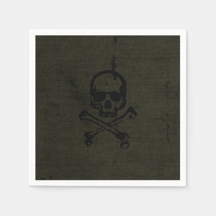 Groene Vintage Grunge Schedel Kruisbeenderen Hallo Servet