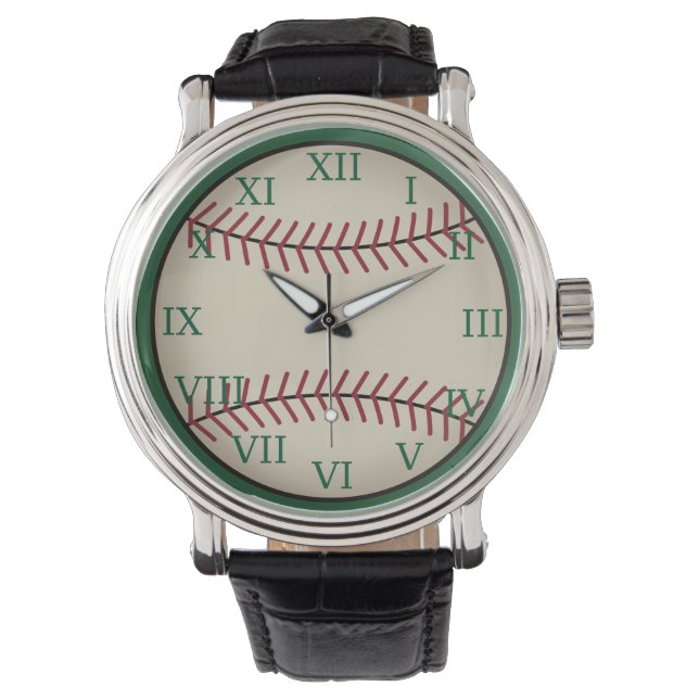 Groene Vintage Honkbalhorloge Horloge (Voorkant)