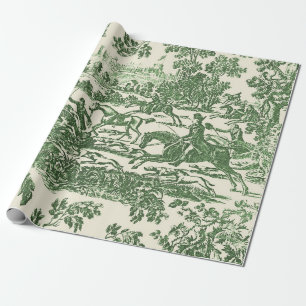 Groene vintage jachtpaarden en jachthonden cadeaupapier