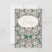 Groene Vintage Kant Plat Bedankkaart (Voorkant)