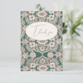 Groene Vintage Kant Plat Bedankkaart (Staand voorkant)