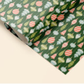 Groene Vintage Kerstboom Ornamenten Cadeaupapier