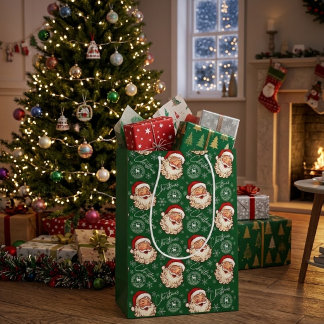 Groene Vintage Kerstman Noordpool Post Kerstmis Medium Cadeauzakje