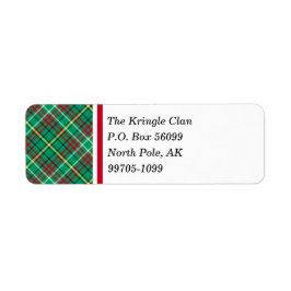 Groene Vintage Kerstmis Plaid Etiket