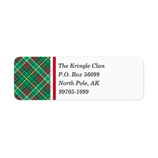 Groene Vintage Kerstmis Plaid Etiket (Voorkant)