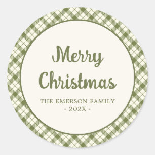 Groene Vintage Kerstruit Kerstmis Ronde Sticker