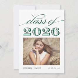 Groene Vintage Klas van 2026 Foto Afstuderen Aankondiging