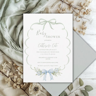 Groene Vintage Lint Bloemenkraamfeest Kaart