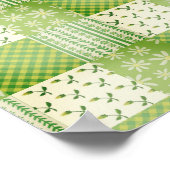 Groene vintage look en ecru patchwork  poster (Hoek)