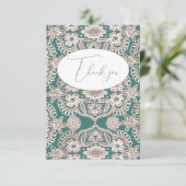 Groene Vintage Nep Kant Platte Bedankkaart (Staand voorkant)