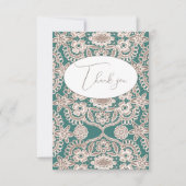 Groene vintage nepsierkraag platte bedankkaart (Voorkant)